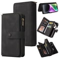 thumbnail image 1 of Allytech iPhone 15 Wallet Case, Wallet Cover for Apple iPhone 15, Premium PU Leather Zipper Wallet Cards Pockets Hand Wrist Strap Protective Flip Cover Case for Apple iPhone 15 - Black, 1 of 10