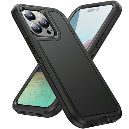 Allytech iPhone 16 Case, Military Grade Protective Shockproof Hybrid PC TPU Drop Proof Anti-scratch Anti-Fingerprint Slim Case Shell Back Cover for Apple iPhone 16 - Black