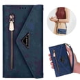 thumbnail image 1 of Allytech iPhone 16 Case Wallet, PU Leather Shoulder Strap Hand Wrist Stand Feature Shockproof Protective Cards Slots Zipper Pocket Case Cover for Apple iPhone 16 -Blue, 1 of 13