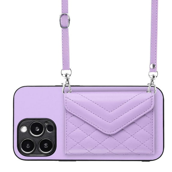 Allytech iPhone 16 Case Wallet with Shoulder Strap, Luxury Back Cover for Girls Women PU Leather Shockproof Cards Holder Stand Magnetic Closure Phone Case for Apple iPhone 16, Purple