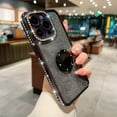 thumbnail image 1 of Allytech iPhone 16 Plus Case for Girls Women, with Ring Holder Stand Glitter Bling Rhinestone Design Clear Back Shell Slim Fit Shockproof Case Cover for Apple iPhone 16 Plus 6.7" - Black, 1 of 9