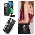thumbnail image 1 of Allytech iPhone 16 Plus Case Wallet, Crossbody Shoulder Strap Zipper Wallet with Cards Slots Pocket Shockproof Protective Case Cover for Apple iPhone 16 Plus - Black, 1 of 8