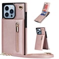 thumbnail image 1 of Allytech for iPhone 16 Pro Case with Detachable Crossbody Strap, PU Leather Stand Wallet Purse Case with Credit Card Slots Zipper Pocket Case for iPhone 16 Pro, Rosegold, 1 of 12
