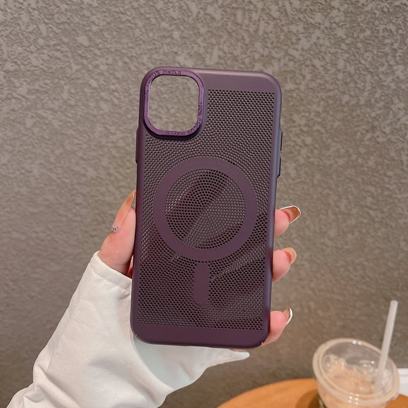 Allytech iPhone 16 Pro Case, Magnetic Case for iPhone 16 Pro,  Compatible with Magsafe Wireless Charging Support Shockpoof Mesh Design Anti-slip Bumper Case Cover for Apple iPhone 16 Pro - Darkpurple