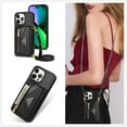 thumbnail image 1 of Allytech iPhone 16 Pro Max Case Wallet, Crossbody Shoulder Strap Zipper Wallet with Cards Slots Pocket Shockproof Protective Case Cover for Apple iPhone 16 Pro Max - Black, 1 of 8