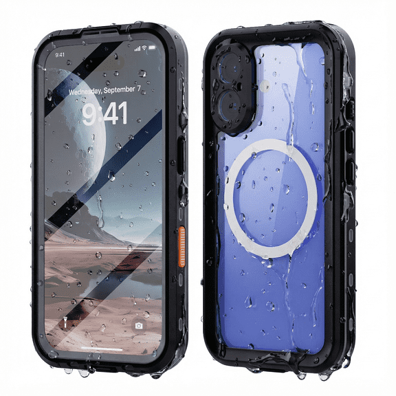 Allytech iPhone 16 Waterproof Case, With Build in Screen Protector IP68 Waterproof Full Body Protective Wireless Charging Anti-Scratch Dustproof Phone Case for Apple iPhone 16, Black