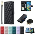 thumbnail image 1 of Allytech iPhone 16e Slim Wallet Case, Luxury PU Leather Kickstand Case with Detachable Shoulder & Wrist Strap, Cash Card Slots Magnetic Clasp Shockproof Case for iPhone 16e - Black, 1 of 8