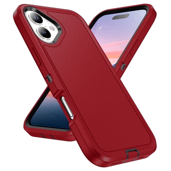 Allytechgroup Shock-Absorbent Hard Shell Rugged Cell Phone Case with 1 x Phone Case for Apple iPhone 17, Red