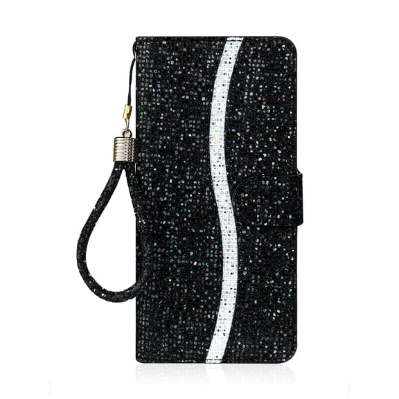 Allytech iPhone 6 Case, iPhone 6S Case Glitter, Bling Case PU Leather Card Slots Folio Flip Full Protection Kickstand Shockproof Wallet Case Cover for Apple iPhone 6 / iPhone 6s, Black