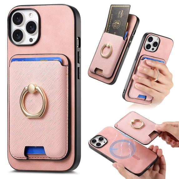 Allytech iPhone 7 / 8 / SE 2022 & 2020 Case, Detachable Magnetic Wallet Case with Card Holder & Ring Stand, Support Car Mount, Premium PU Leather Shockproof Durable Protective Slim Case Cover - Pink