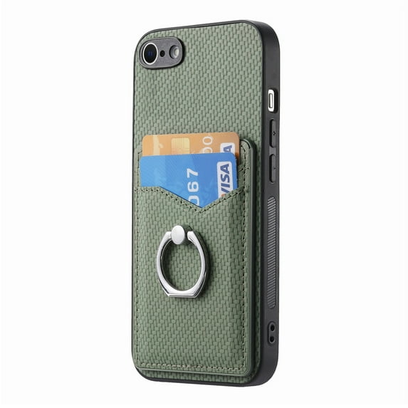 Allytech iPhone 7/8 /iPhone SE 2022/2020 Case with Ring Holder Kickstand,Weave Texture Slim Fit Wallet Case with Cards Holder Shockproof Bumper Phone Case Cover for Apple iPhone SE 3rd 2nd Gen - Green