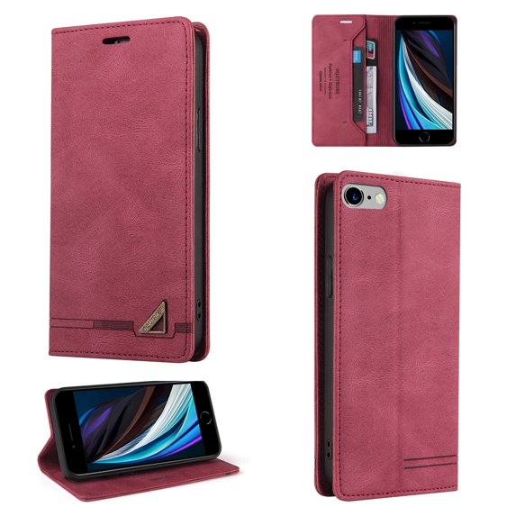 Allytech iPhone 7 Case, iPhone 8 Case, iPhone SE 2020 Case, PU Leather Kickstand Wallet Card RFID Blocking Magnetic Folio Holder, Book Style Anti-Scratch Phone Case For iPhone 7/8/SE 2020,Red