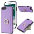thumbnail image 1 of Allytech iPhone 8 Plus/ 7 Plus Wallet Case, With Ring Holder Stand Shockproof PU Leather Anti-Scratch Cards Holder Slim Shell Cover for Girls Women Wallet Case for Apple iPhone 7 Plus/8 Plus - Purple, 1 of 5