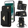 thumbnail image 1 of Allytech iPhone SE 2020/2022 Wallet Case, iPhone 7/8 Case, Premium PU Leather Multiple Cards Slots Large Space Wallet Case with Crossbody Shoulder Strap for Girls Women - Black, 1 of 7