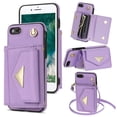 thumbnail image 1 of Allytech iPhone SE 2020/2022 Wallet Case, iPhone 7/8 Case, Premium PU Leather Multiple Cards Slots Large Space Wallet Case with Crossbody Shoulder Strap for Girls Women - Purple, 1 of 7
