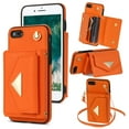 thumbnail image 1 of Allytech iPhone SE 2020/2022 Wallet Case, iPhone 7/8 Case, Premium PU Leather Multiple Cards Slots Large Space Wallet Case with Crossbody Shoulder Strap for Girls Women - Orange, 1 of 7