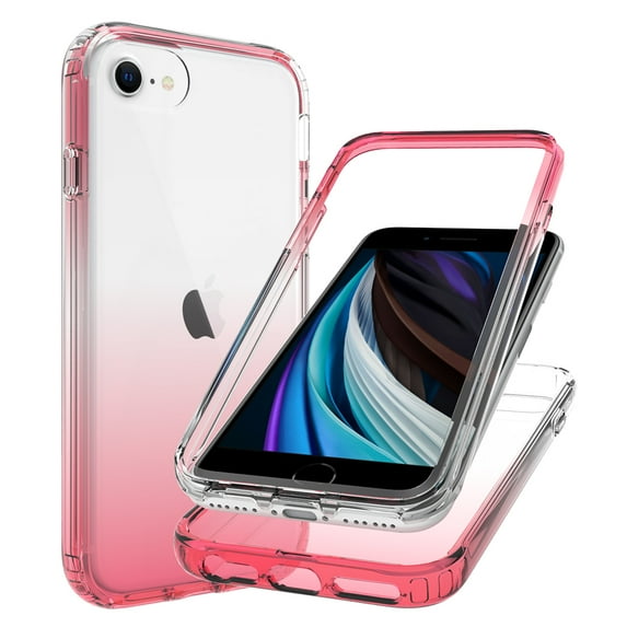 Allytech iPhone SE 2022 Case, iPhone SE 2020 Case, Hybrid TPU Rubber Heavy Duty Protection Anti-yellow Clear Back Cover Case for Apple iPhone SE 2022/2020 / iPhone 8/7 - Red