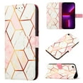 thumbnail image 1 of Allytech iPhone SE 2022 Case iPhone SE 3rd 2nd Gen Case, Slim Folio Flip Cover Kickstand Shockproof Protection Cards Slots Hand Wrist Wallet Case for Apple iPhone 8/7 SE 2020- Grid Marble, 1 of 7