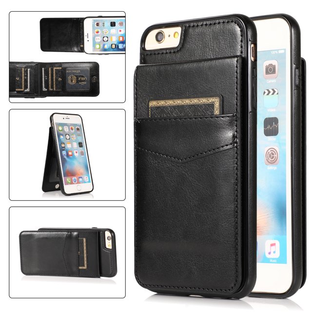 Allytech iPhone SE 2022 Wallet Case, iPhone SE 2020 Case, iPhone 8 7 Case, Slim PU Leather Cards Slots Full Protection Shockproof Wallet Case Cover for Apple iPhone SE 3 / iPhone 8/7 - Black