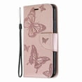 thumbnail image 1 of Allytech iPhone X Case, iPhone XS Case, Slim Fit PU Leather Folio Butterfly Embossed Shockproof Wrist Hand Strap Flip Cards Holder Wallet Case TPU Back Cover for Apple iPhone XS/X, Pink, 1 of 8