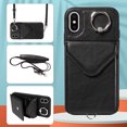 thumbnail image 1 of Allytech iPhone X/ iPhone XS Case with Ring Holder & Shoulder Strap, Retro PU Leather Cards Slots Kickstand Detachable Lanyard Shockproof Wallet Case Cover for Apple iPhone X/ iPhone XS - Black, 1 of 1