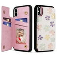 thumbnail image 1 of Allytech iPhone X/ iPhone XS Case with Card Holder, Stylish Flower with Glitter Bling Rhinestone Stand Shockproof Slim Fit Bumper Wallet Case for Apple iPhone X/ iPhone XS - Floret, 1 of 7