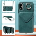 thumbnail image 1 of Allytech iPhone X/ iPhone XS Case with Ring Holder & Shoulder Strap, Retro PU Leather Cards Slots Kickstand Detachable Lanyard Shockproof Wallet Case Cover for Apple iPhone X/ iPhone XS - Green, 1 of 14