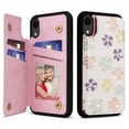 thumbnail image 1 of Allytech iPhone XR Case with Card Holder, Stylish Flower with Glitter Bling Rhinestone Stand Shockproof Slim Fit Bumper Wallet Case for Apple iPhone XR - Floret, 1 of 7
