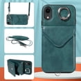 thumbnail image 1 of Allytech iPhone XR Case with Ring Holder & Shoulder Strap, Retro PU Leather Cards Slots Kickstand Detachable Lanyard Shockproof Wallet Case Cover for Apple iPhone XR - Green, 1 of 14