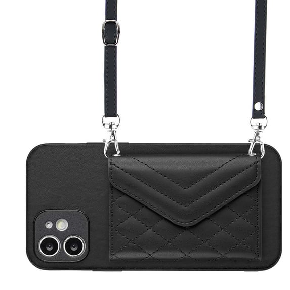 Allytech iPhone XR Case Wallet with Shoulder Strap, Luxury Back Cover for Girls Women PU Leather Shockproof Cards Holder Stand Magnetic Closure Phone Case for Apple iPhone XR, Black