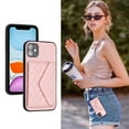 thumbnail image 1 of Allytech iPhone XR Wallet Case with Hand Wrist, PU Leather RFID Blocking Cards Slots Shockproof Stand Feature Bumper Magnetic Closure Slim Shell Phone Case for Apple iPhone XR, Pink, 1 of 7