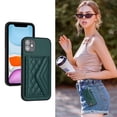 thumbnail image 1 of Allytech iPhone XR Wallet Case with Hand Wrist, PU Leather RFID Blocking Cards Slots Shockproof Stand Feature Bumper Magnetic Closure Slim Shell Phone Case for Apple iPhone XR, Green, 1 of 7