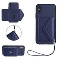 thumbnail image 1 of Allytech iPhone XS Max Wallet Case with Hand Wrist, PU Leather RFID Blocking Cards Slots Shockproof Stand Feature Bumper Magnetic Closure Slim Shell Phone Case for Apple iPhone XS Max, Blue, 1 of 9