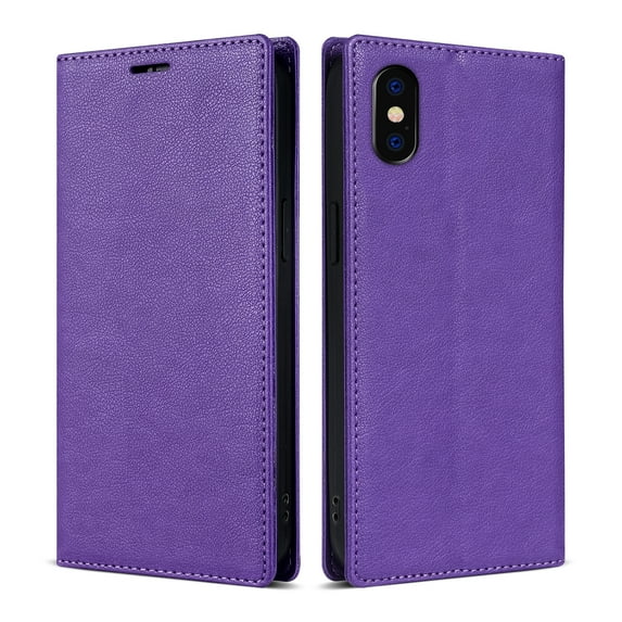 Allytech iPhone XS Max Wallet Case, Premium PU Leather RFID Blocking Cards Holder Flip Cover Stand Shockproof Anti-Scratch Phone Case for Apple iPhone XS Max - Purple