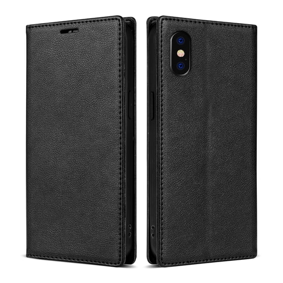 Allytech iPhone XS Max Wallet Case, Premium PU Leather RFID Blocking Cards Holder Flip Cover Stand Shockproof Anti-Scratch Phone Case for Apple iPhone XS Max - Black