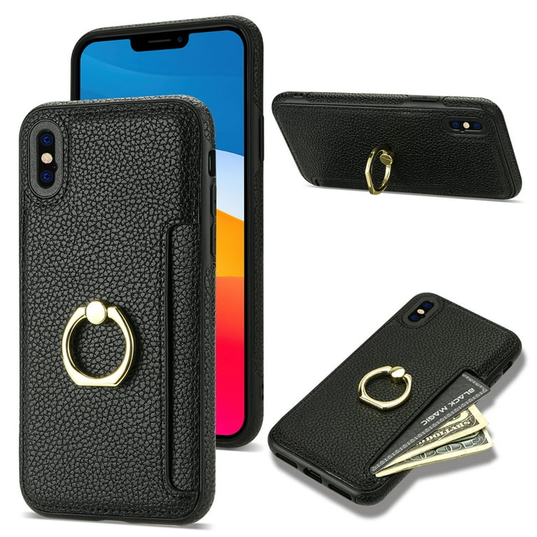Allytech iPhone XS Max Wallet Case with Ring Holder, PU Leather