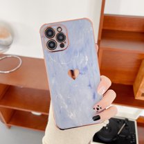 Allytech For iPhone XS/X 5.8 inch Case,Slim Shockproof TPU Luxury Stylish Marble Texture and Love Heart Glossy Plating Back Cover.For iPhone XS/X,Purple