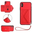 thumbnail image 1 of Allytech iPhone XS / iPhone X Wallet Case with Hand Wrist, PU Leather RFID Blocking Cards Slots Shockproof Stand Feature Bumper Magnetic Closure Slim Shell Phone Case for Apple iPhone XS/X, Red, 1 of 9