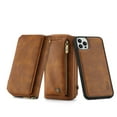 thumbnail image 1 of Allytech,iPhone11 pro Zipper Wallet case,PU Leather Cover Stand Flip Cover with Card Slot Detachable Magnetic Zipper Wallet Strap Wrist for iPhone 11 Pro,Brown, 1 of 10