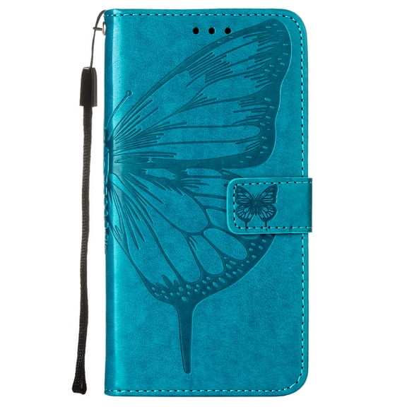 Allytech iPod Touch Case for iPod Touch 7th 6th 5th Generation, PU Leather Butterfly Embossed Folio Flip Stand Shockproof Wallet Case Cover for Apple iPod Touch 7 2019, iPod Touch 6/5, Blue
