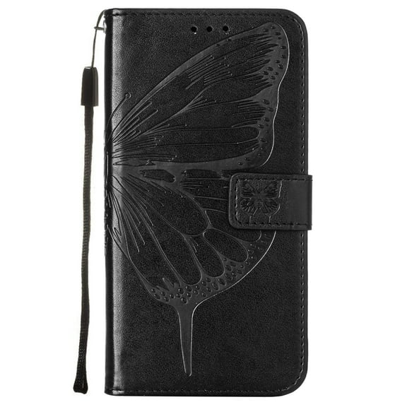 Allytech iPod Touch Case for iPod Touch 7th 6th 5th Generation, PU Leather Butterfly Embossed Folio Flip Stand Shockproof Wallet Case Cover for Apple iPod Touch 7 2019, iPod Touch 6/5, Black