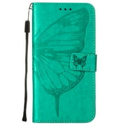 Allytech iPod Touch Case for iPod Touch 7th 6th 5th Generation, PU Leather Butterfly Embossed Folio Flip Stand Shockproof Wallet Case Cover for Apple iPod Touch 7 2019, iPod Touch 6/5, Green