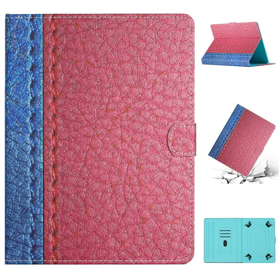 Allytech stitching multicolor Tablet Case Compatible with 9-10.1 inch Universal Tablet Case,PU Leather Folio With shockproof kickstand for Table Case 9-10.1 inch,Rose