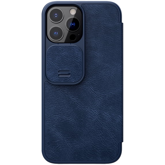 Allytech with iPhone 13 Pro Max Case, Hard PC and High Quality Leather with Shcokproof Len Protection Card Slot for iPhone 13 Pro Max 6.7 inch.Blue