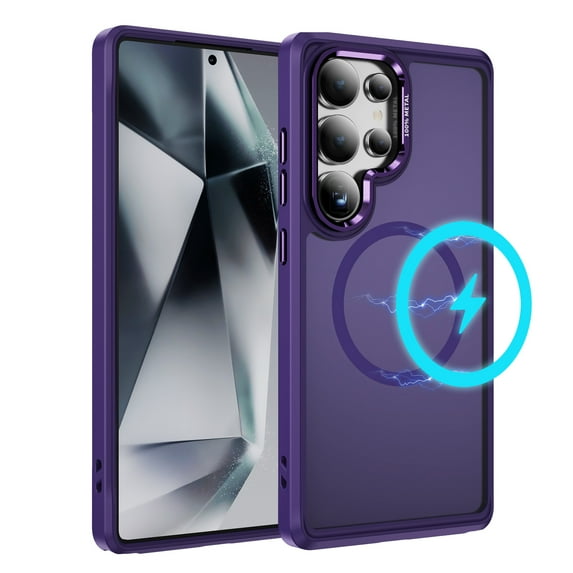 Allytechgrop for Samsung Galaxy S24 Ultra Case, Rugged Magnetic Phone Cover with MagSafe Compatibility, Military-Grade Shockproof Protection & Matte Phone Case for Samsung Galaxy S24 Ultra,Purple