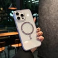 thumbnail image 1 of Allytechgrouop Glitter Magnetic Clear Case for Apple iPhone 14 Pro, Compatible with Magsafe Transparent Soft TPU Phone Case with Sparkly Ring Slim Protective Shockproof Cover for Women Girls, Purple, 1 of 5