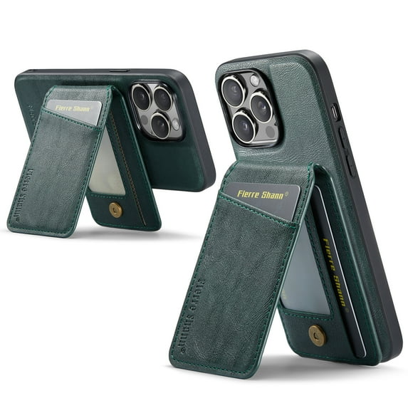 Allytechgroup 2 in 1 Detachable Wallet Case Cover for Apple iPhone 15 Pro, Compatible with Magsafe Cards Holder Purse Pokcet Shockproof Slim Fit Phone Case for iPhone 15 Pro, Green