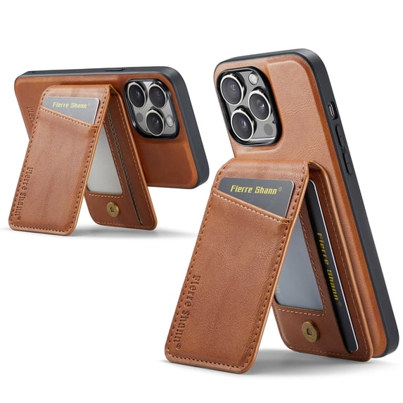 Allytechgroup 2 in 1 Detachable Wallet Case Cover for Apple iPhone 15 Pro Max, Compatible with Magsafe Cards Holder Purse Pokcet Shockproof Slim Fit Phone Case for iPhone 15 Pro Max, Brown