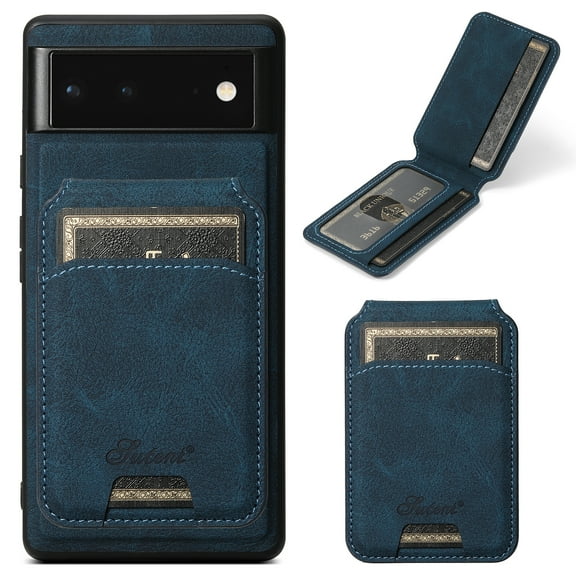 Allytechgroup 2 in 1 Detachable Wallet Case for Google Pixel 6a with Card Slots Kickstand, Premium PU Leather Support MagSafe Wireless Charging, Magnetic Function Shockproof Case, Blue