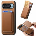 thumbnail image 1 of Allytechgroup 2 in 1 Detachable Wallet Case for Google Pixel 9 Pro XL, [Thin & Light] [Compatible with MagSafe] Luxury PU Leather Card Holder Soft Bumper Shockproof Anti-Scratch Magnetic Case, Brown, 1 of 9